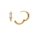 Boucles d'oreille sur Artemare : Cr&eacute;oles en acier dor&eacute; 11mm articul&eacute;e oxyde blanc rectangulaire