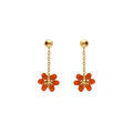 Boucles d'oreille sur Artemare : Boucles d'oreille tige en acier dor&eacute; pendante fleurs orange