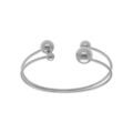 Bracelets sur Artemare : Bracelet en acier rigide deux rangs ouvert avec boules aux extr&ecirc;mit&eacute;s, diam&egrave;tre 65 x 55mm