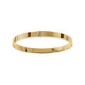 Bracelets sur Artemare : Bracelet en acier dor&eacute; rigide 7mm articul&eacute;e trois oxydes blancs en biais, 58mm