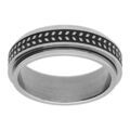 Bague en acier patin&eacute; anti stress motif chevrons
