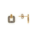 Boucles d'oreille tige en plaqu&eacute; or forme carr&eacute;e avec oxydes bleus Artemare