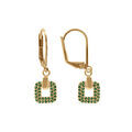 Boucles d'oreille sur Artemare : Boucles d'oreilleen plaqu&eacute; or, forme carr&eacute;e oxydes vert, fermoir dormeuse