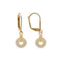 Boucles d'oreille plaqu&eacute; or, forme ronde avec oxydes blancs sertis, fermoir dormeuse Artemare