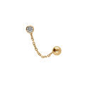 Boucles d'oreille sur Artemare : Boucles d'oreille en plaqu&eacute; or cha&icirc;nette oxyde blanc 4mm serti et boule 5mm (2 trous)