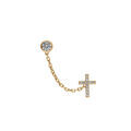 Boucles d'oreille sur Artemare : Boucles d'oreille en plaqu&eacute; or cha&icirc;nette oxyde blanc serti clos 4mm et croix oxydes blancs sertis (2 tous)