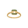 Bague en plaqu&eacute; or avec carr&eacute; central d'oxydes verts sertis