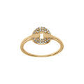Bagues sur Artemare : Bague en plaqu&eacute; or de forme ronde avec oxydes blancs sertis