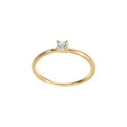 Bague solitaire en plaqu&eacute; or, oxyde blanc