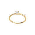 Bague solitaire en plaqu&eacute; or, oxyde blanc Artemare