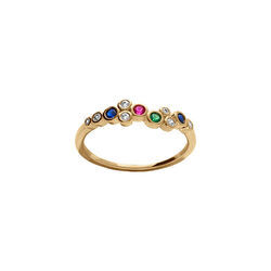 Bague en plaqu&eacute; or oxydes multi couleurs