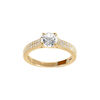 Bague solitaire en plaqu&eacute; or oxydes blancs sur les c&ocirc;t&eacute;s