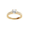 Bague solitaire en plaqu&eacute; or oxydes blancs sur les c&ocirc;t&eacute;s