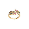 Bague en plaqu&eacute; or navettes multi couleurs et oxydes blancs Artemare
