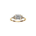 Bague en plaqu&eacute; or oxyde blanc serti 7mm et trois oxydes sur les cot&eacute;s 1.8mm