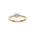 Bague solitaire plaqu&eacute; or oxydes blancs sertis sur les c&ocirc;t&eacute;s et un oxyde blanc central 3.8mm Artemare