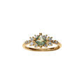 Bague en plaqu&eacute; or oxyde serti forme carr&eacute; vert et entourage blanc Artemare