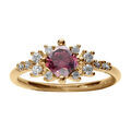 Bague en plaqu&eacute; or oxyde serti forme carr&eacute; rose et entourage blanc Artemare