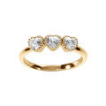 Bague en plaqu&eacute; or trois coeurs d'oxydes blancs