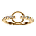 Bagues sur Artemare : Bague en plaqu&eacute; or avec cercle lisse &eacute;vid&eacute; et oxydes blancs sur les c&ocirc;t&eacute;s