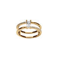 Bague en plaqu&eacute; or double anneau rectangle central et oxydes blancs Artemare