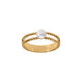 Bagues sur Artemare : Bague en plaqu&eacute; or double anneau boules et au centreperle de culture d'eau douce