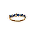 Bague en plaqu&eacute; or avec oxydes bleus fonc&eacute;s forme marquise et oxydes blancs ronds