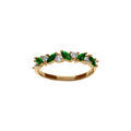 Bague en plaqu&eacute; or avec oxydes verts forme marquise et oxydes blancs ronds Artemare