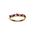 Bague en plaqu&eacute; or avec oxydes fushia forme marquise et oxydes blancs ronds Artemare