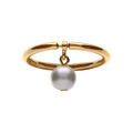 Bague en plaqu&eacute; or anneau et pampille perle blanche imitation Artemare