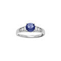 Bagues sur Artemare : Bague en argent rhodi&eacute; grand diam&egrave;tre,un oxyde bleu serti par 4 griffes et oxydes blancs sertis sur les c&ocirc;t&eacute;s