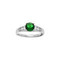 Bague en argent rhodi&eacute; avec oxyde vert cetral et oxydes blancs sertis Artemare