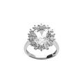 Bague en argent rhodi&eacute; "royale" oxyde blanc (17 mm x 14 mm)