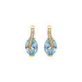 Boucles d'oreille tige en vermeil oxyde bleu ciel et oxydes blancs sertis
