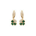 Boucles d'oreille sur Artemare : Boucles d'oreille en vermeil tr&egrave;fle et coeur 10mm oxydes verts, fermoir dormeuse