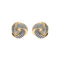 Boucles d'oreille tige en vermeil trois rubans d&eacute;grad&eacute; d'oxydes bleus