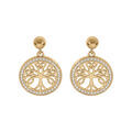 Boucles d'oreille tige en vermeil arbre de vie celtique 14mm contour d'oxydes blancs sertis Artemare