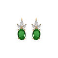 Boucles d'oreille en vermeil oxydes blancs et vert, fermoir dormeuse