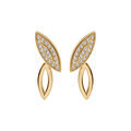 Boucles d'oreille tige en vermeil feuille "toi et moi" &eacute;vid&eacute;e et pavage oxydes blancs Artemare