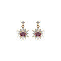 Boucles d'oreille sur Artemare : Boucles d'oreille tige en vermeil fleur oxyde rose et contour oxydes blancs