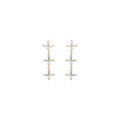 Boucles d'oreille sur Artemare : Boucles d'oreille tige vermeil pendante 3 fleurs oxydes blancs
