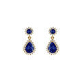 Boucles d'oreille tige en vermeil pendentif goutte oxyde bleu et contour d'oxydes blancs sertis