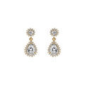 Boucles d'oreille tige en vermeil pendentif goutte oxydes blancs et contour d'oxydes blancs sertis Artemare