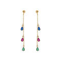 Boucles d'oreille sur Artemare : Boucles d'oreille tige en vermeil pendante avec oxydes multicouleurs sertis