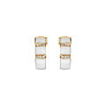 Boucles d'oreille sur Artemare : Cr&eacute;oles en vermeil massif demi cercle c&eacute;ramique blanche deux barrettes d'oxydes micro sertis blancs