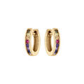 Boucles d'oreille tige en vermeil cr&eacute;oles articul&eacute;es empierr&eacute;es multi couleurs