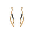 Boucles d'oreille tige en vermeil forme losange avec barrettes de pierres noires