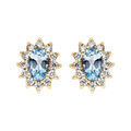 Boucles d'oreille tige en vermeil massif avec pierre naturelle ovale topaze bleue et contour d'oxydes blancs sertis Boucles d'oreille sur Artemare : Boucles d'oreille tige en vermeil massif avec pierre naturelle ovale topaze bleue et contour d'oxydes blancs sertis