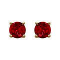 Boucles d'oreille sur Artemare : Boucles d'oreille tige en vermeil pierre rouge ronde 5mm serti 4 griffes