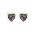 Boucles d'oreille tige en vermeil forme coeur avec oxyde mystique arc en ciel Artemare